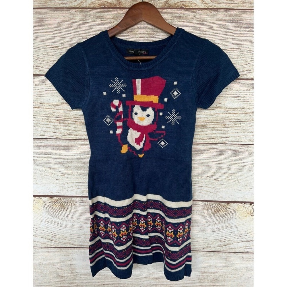 Christmas Sweater Dress Girls Size Large (14) Penguin Christmas Dress Cute New
